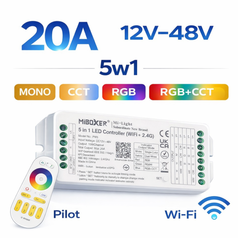 Sterownik Pw5 (Wi-Fi +Rf 2.4G) 20A 5In1