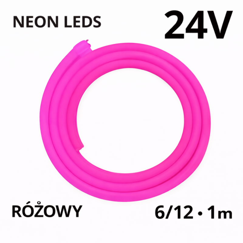 Neon Leds 6/12 24V Neon LED Różowy 1M N24005