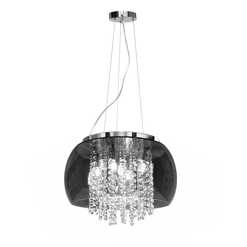 Lampa Szklana Przydymione Lustro Drobne Korale 40Cm