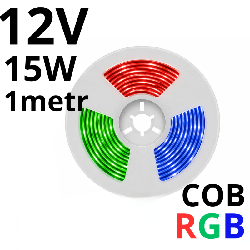 Taśma Led Cob 12V 1 Metrowa Rgb 15W Ip20 810 -Mocna Gęsta