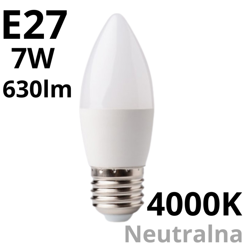 Żarówka Led świeczka duży gwint C30 Candle E27 7W 4000K 630Lm