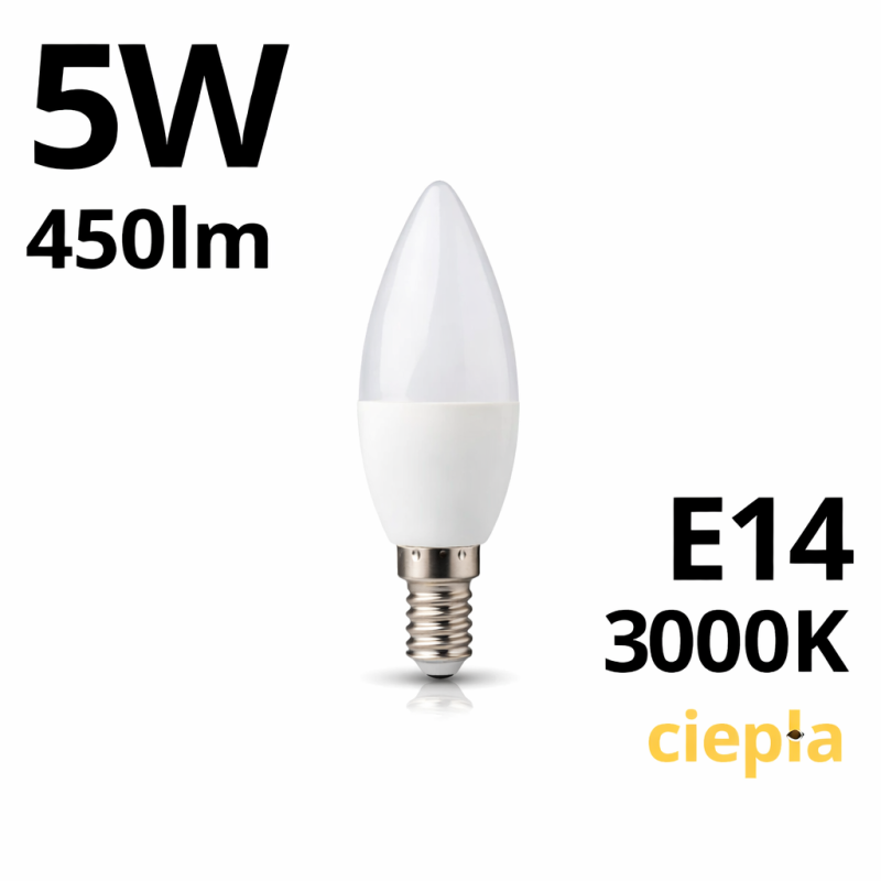 Żarówka Led C30 Candle E14 5W 3000K 450Lm