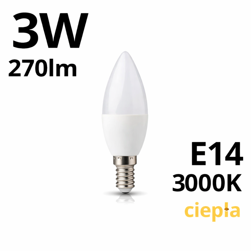 Żarówka Led C30 Candle E14 3W 3000K 270Lm
