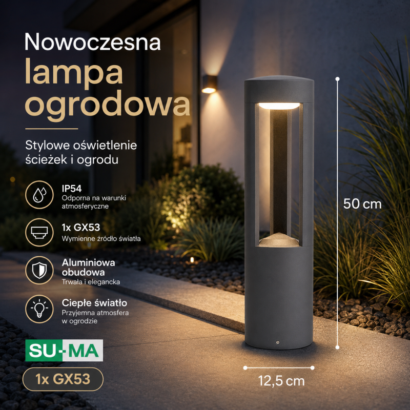 Nowoczesna Stojąca Lampa Ogrodowa Led 50Cm Fan Su-Ma GL 11204