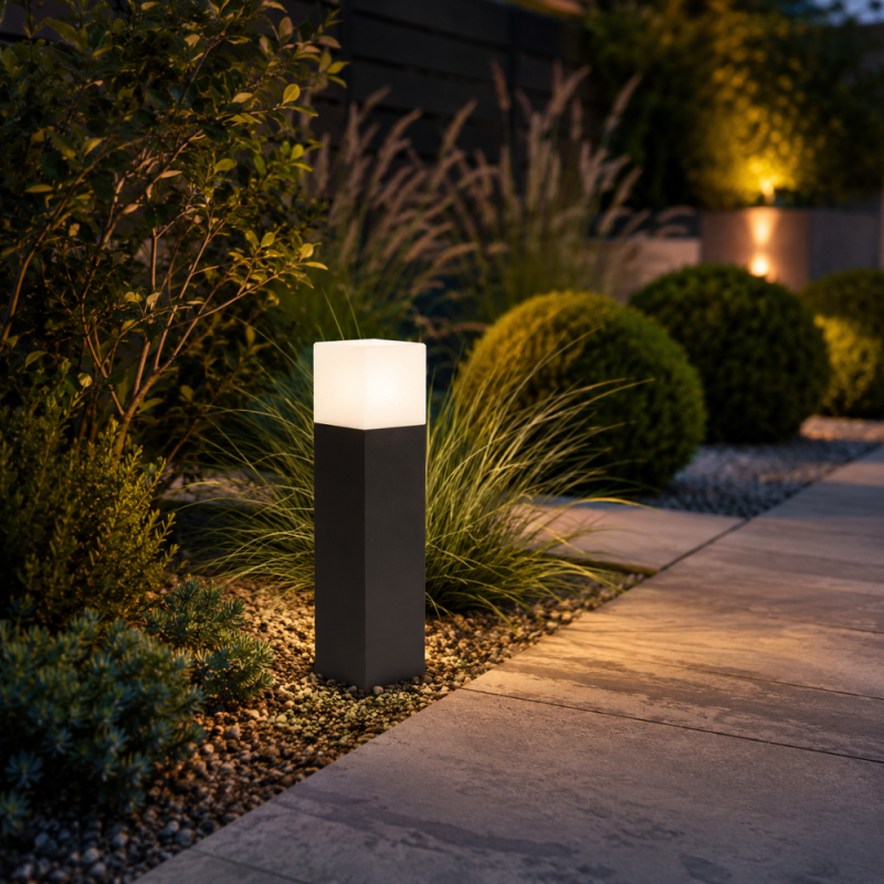 Nowoczesna Lampa Ogrodowa Cube Bl Su-Ma - 33Cm 1Xe27