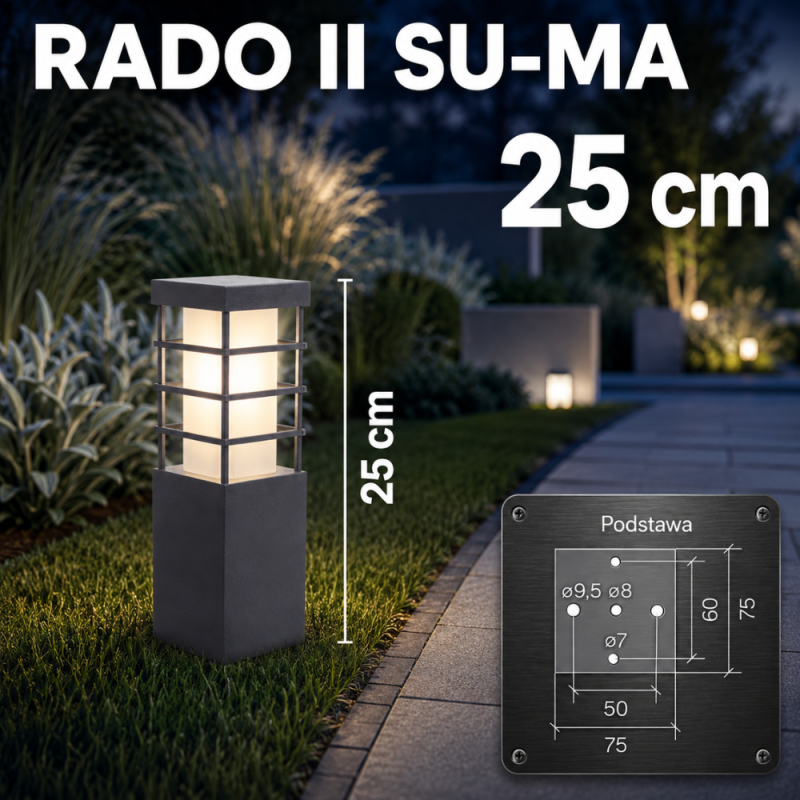 Nowoczesna Lampa Ogrodowa Ciemny Popiel 25Cm Rado Ii Su-Ma