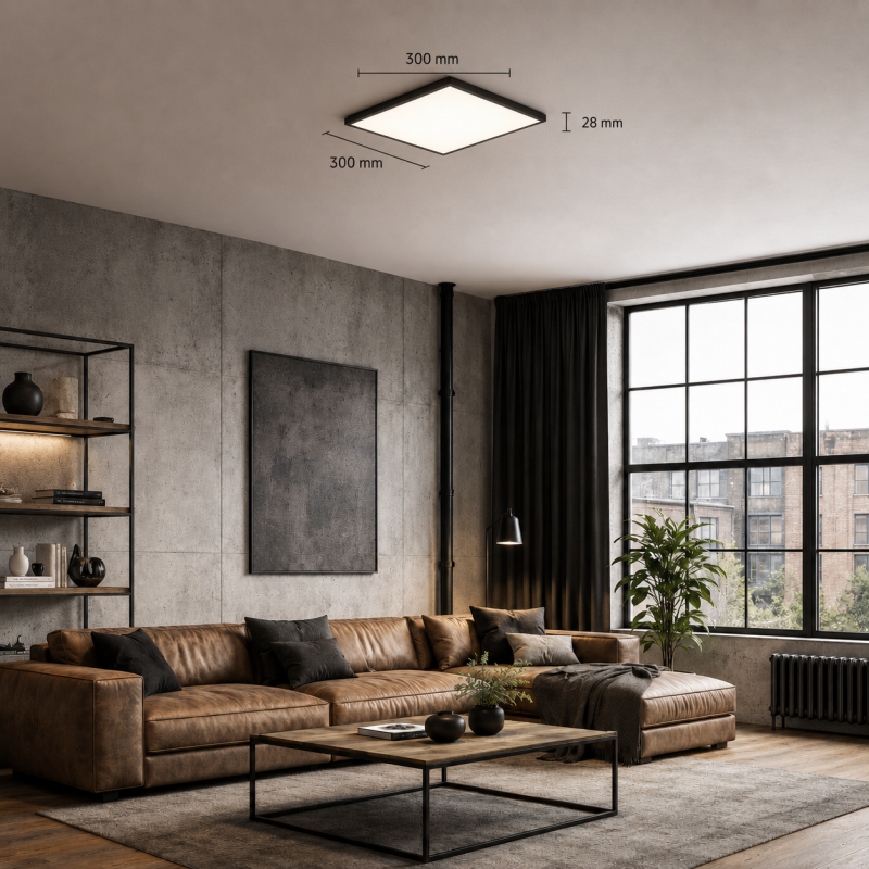 Plafon Led Nivera Square 24W 3Cct Ip54 Czarny Kobi Premium