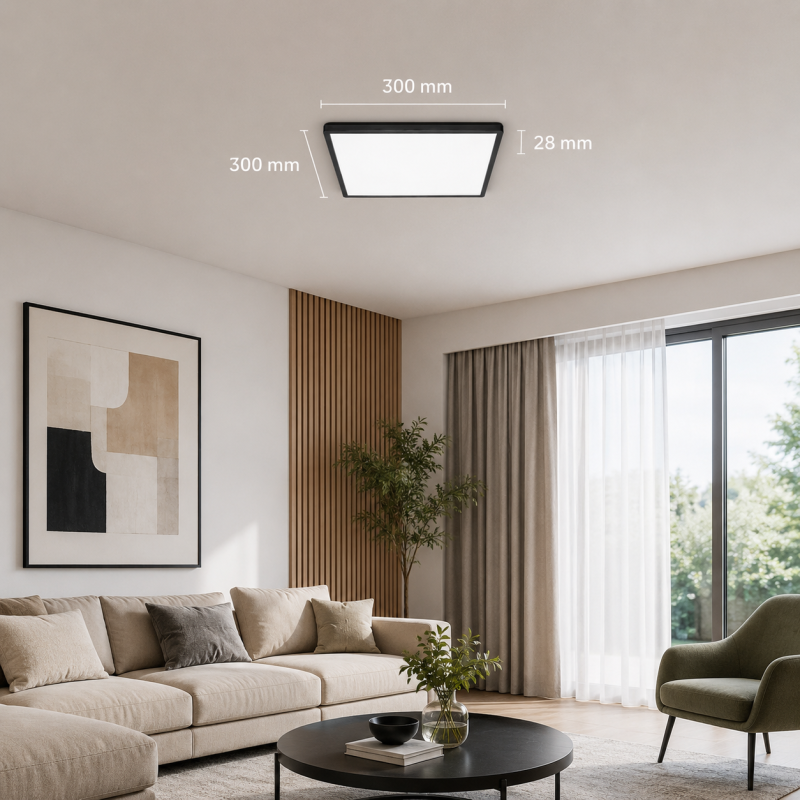 Plafon kwadratowy czarny ze zmianą barw Led18W 3Cct Ip54 Kobi Premium - 004097