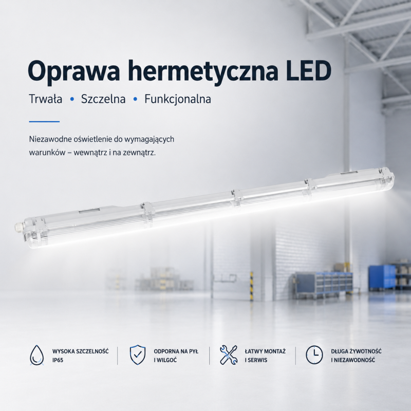 Oprawa Hermetyczna na 1 świetlówkę LED T8 Vanta Ip65 120Cm Szara Abs/Ps Lite
