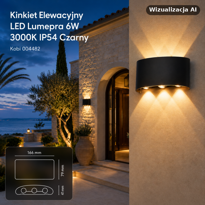 Kinkiet Ogrodowy Led Lumepra 6W 3000K Ip54 Czarny Kobi