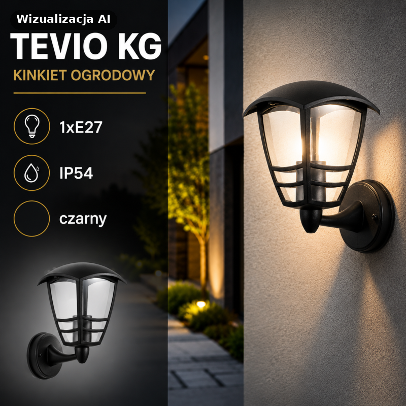 Kinkiet Ogrodowy Tevio Kg 1Xe27 Ip54 Czarny Led2B