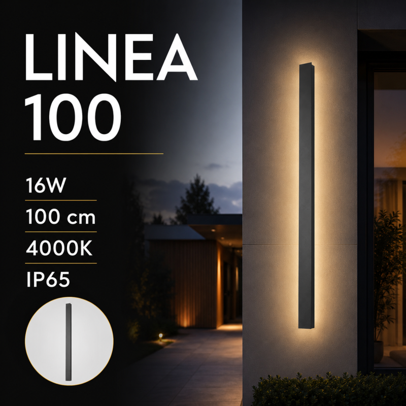 Oprawa Ścienna Elewacyjna Led Linia V-Tac 16W Ip65 Czarna 100Cm Vt-1176 4000K 2250Lm