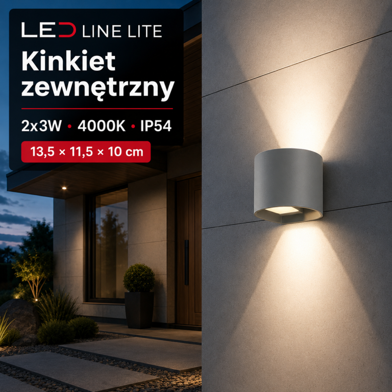 Kinkiety Zewnętrzne na dom 2x3W 4000K IP54 szary CILINDER LED LINE -1szt