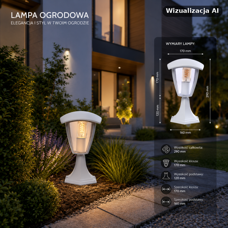 Lampa Ogrodowa mała biała Stojąca Fox 1Xe27 - EKO3513