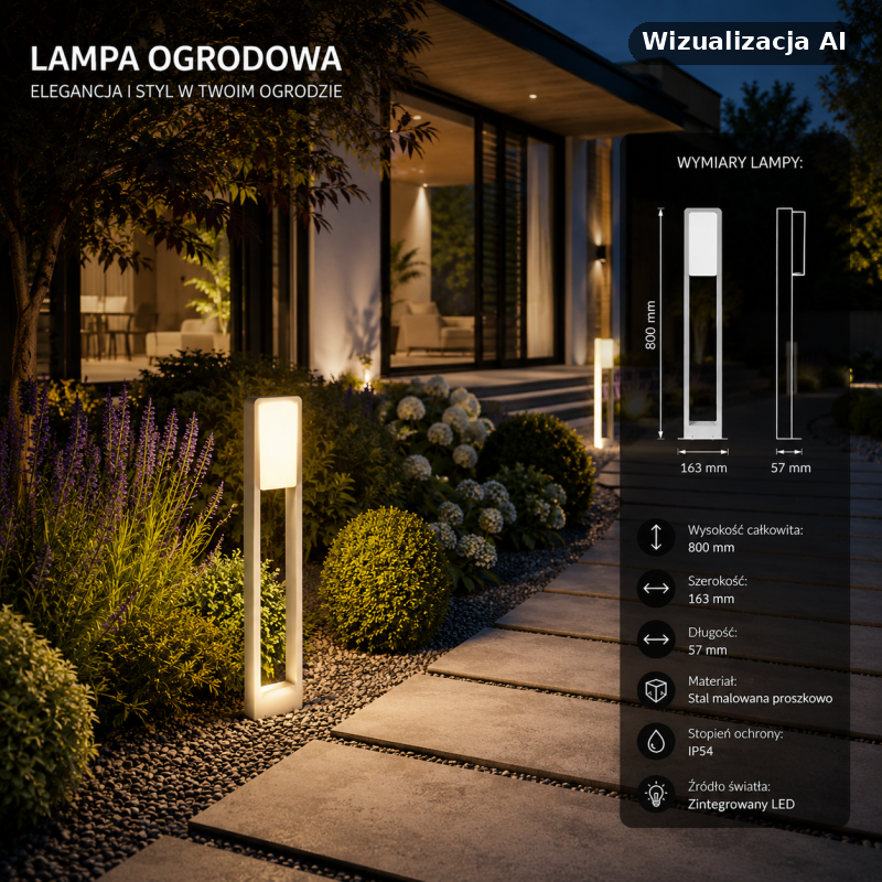 Słupek Ogrodowy biały 10W Led Samsung Chip Ip65 Vt-33 3000K 900Lm 3 Lata Gwarancji