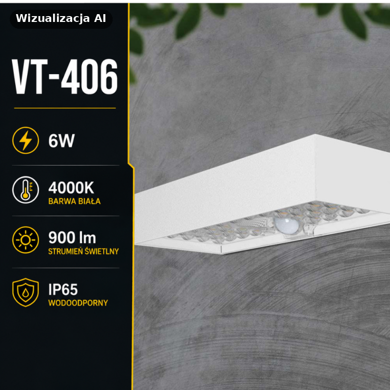 Oprawa elewacyjna na dom Solarny V-TAC 6W Biały VT-406 4000K 900lm