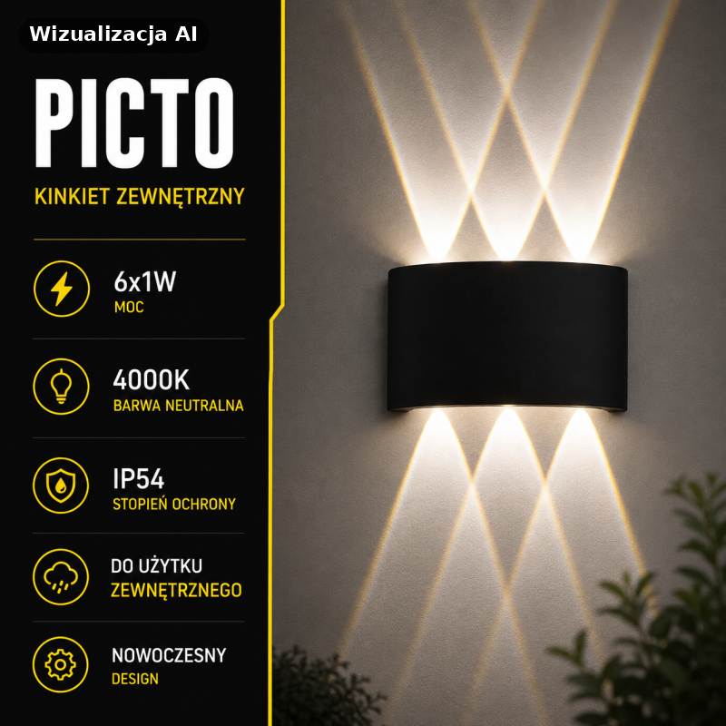 Kinkiet Picto 6X1W Czarny