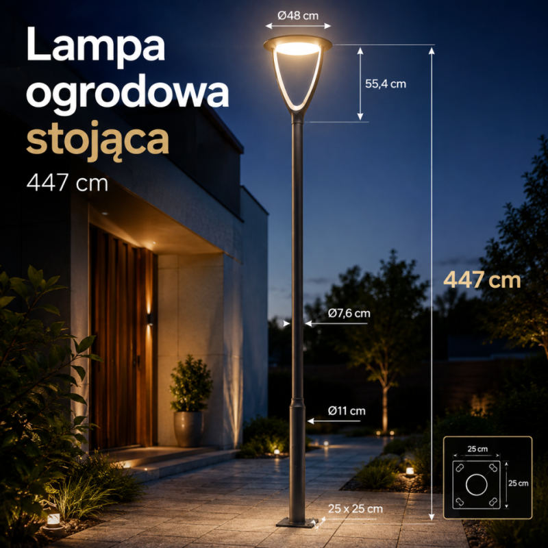 Oprawa Parkowa Led 60W Wysokość 447Cm Uran Ur-4500