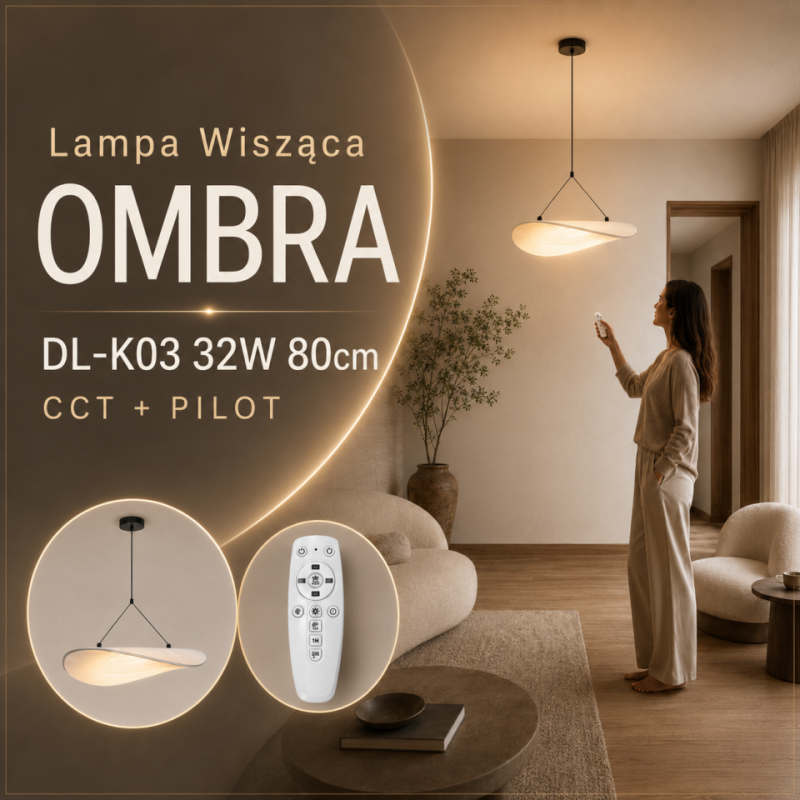 Lampa Wisząca Ombra Dl-K03 32W 80Cm Cct + Pilot