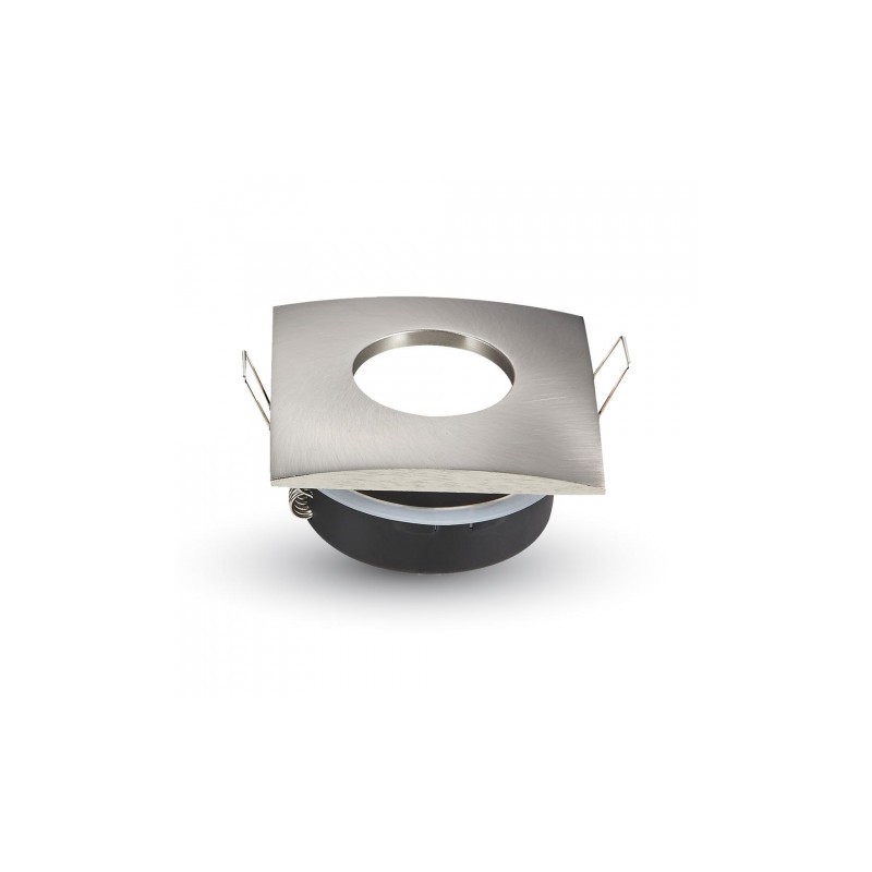 Oprawa Oczko V-Tac Aluminiowa Odlew Hermetyczne Z Szybką Ip54 Gu10 Kwadrat 84X84Mm Satyna Vt-787