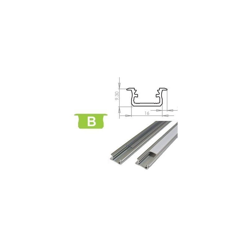 Profil Aluminiowy Do Taśm Led Srebrny - Wpuszczany Typ B Lumines - 1 Metr