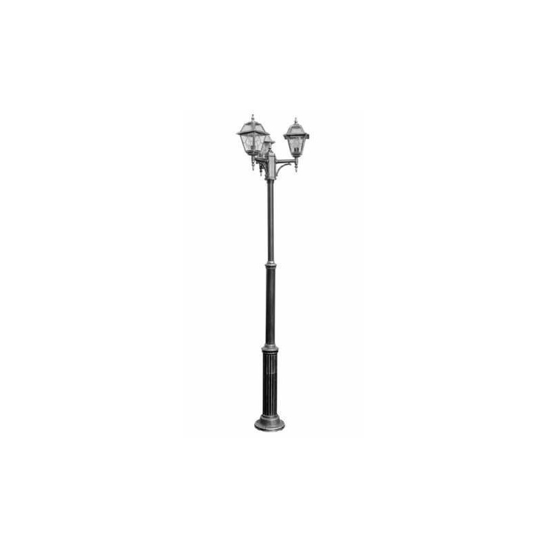 Witraż Su-Ma - Lampa Masztowa Ze Szkłem Witrażowym, 3 Kinkiety - Czarna 170-265Cm