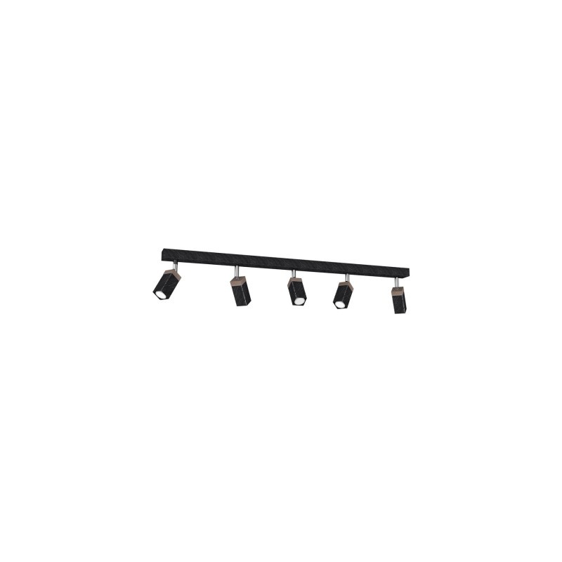 Lampa Sufitowa Solo Sawn Black / Patinated Wood 5X Mini Gu10