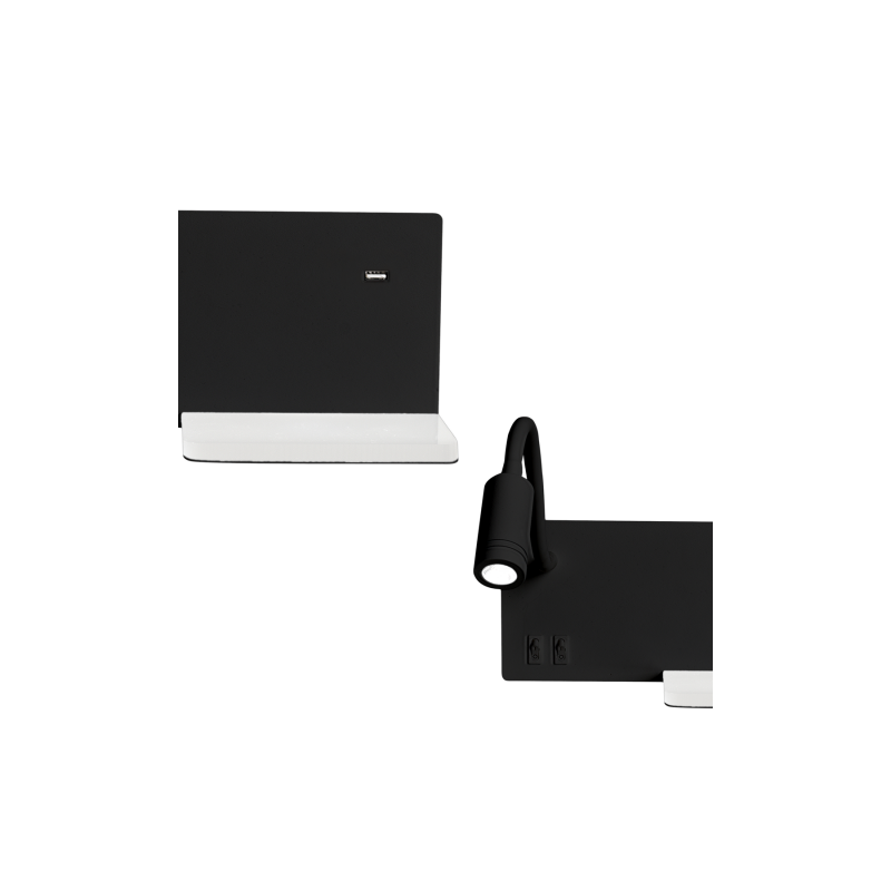 Czarna Lampa Nocna Z Półką Shelf 4W+5W+2W 4000K