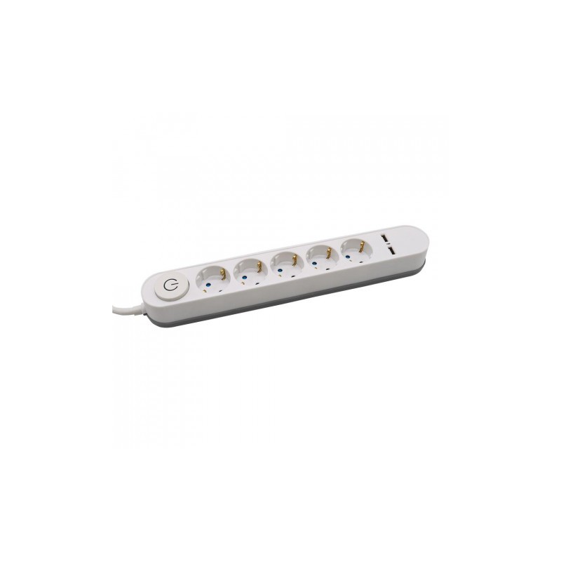 Listwa V-Tac 5 Gniazda 3M , Podświetlany Włącznik, 2Xusb 1.5Mm2 Biała Vt-1115-3
