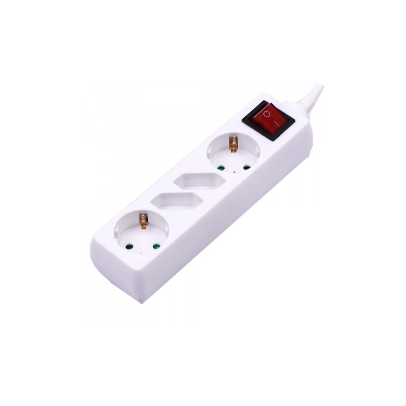 Przedłużacz 4 Gniazda Z Przełącznikiem V-Tac 2+2 (3G 1.5Mm2 X 1.5M ) Biały Vt-1117