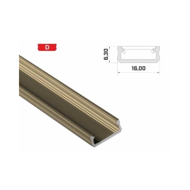 Profil Aluminiowy Napowierzchniowy Do Taśm Led Lumines Typ D - Inox - 2 Metry