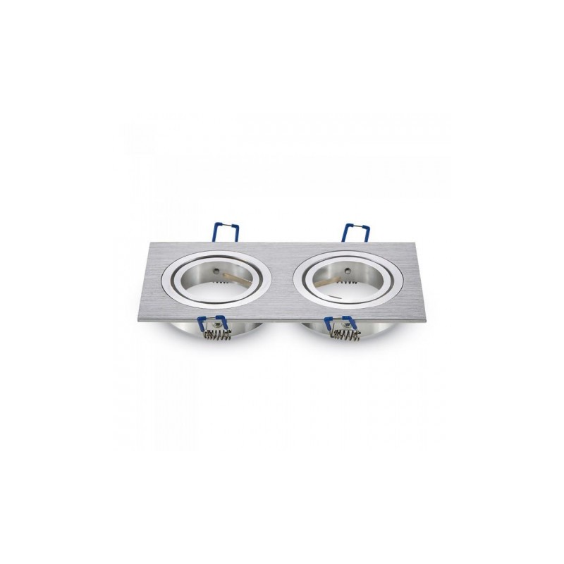 Oprawa Oczko V-Tac Aluminiowa Odlew 2Xgu10 Kwadrat Aluminium Szczotkowane Vt-783