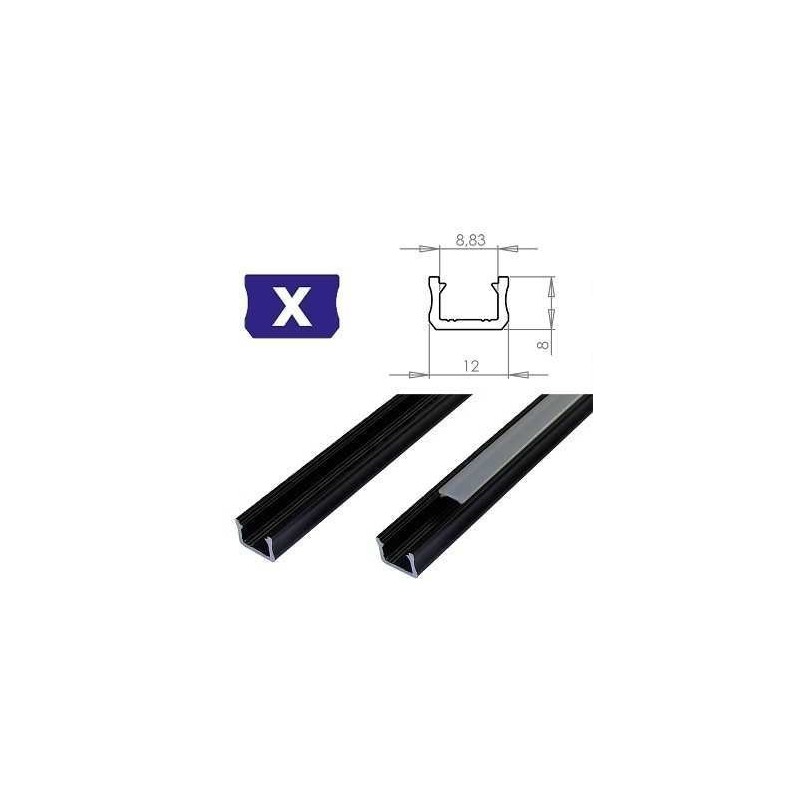 Profil Aluminiowy Do Taśm Led - Zewnętrzny Typ X Lumines - Czarny - 2 Metry