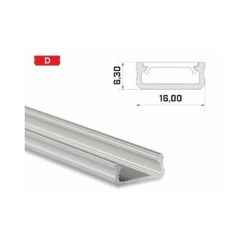 Profil Aluminiowy Napowierzchniowy Do Taśm Led Lumines Typ D - Srebrny - 2 Metry