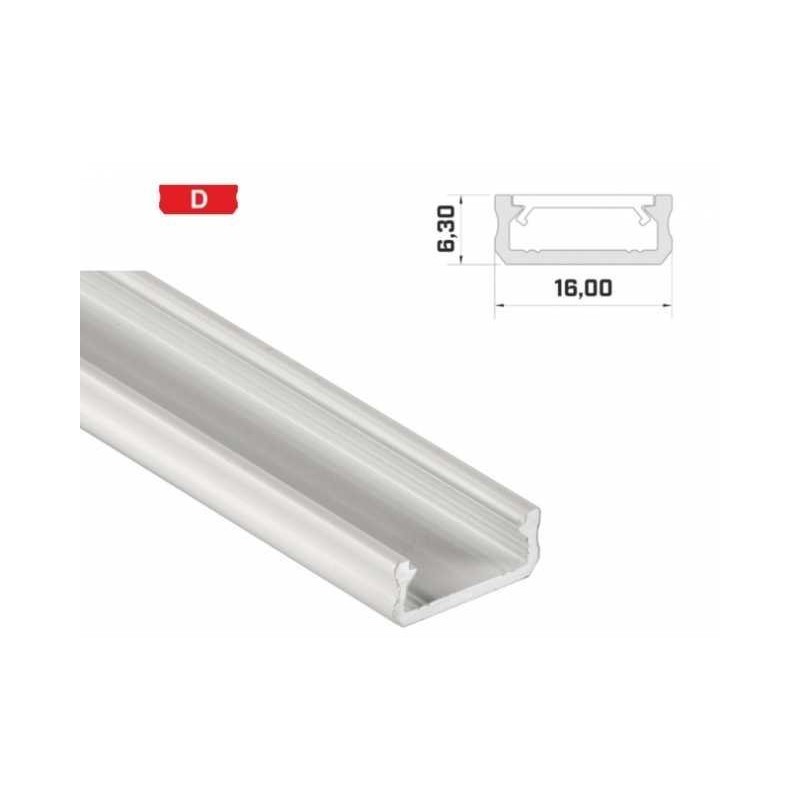 Profil Aluminiowy Napowierzchniowy Do Taśm Led Lumines Typ D - Biały - 1 Metr