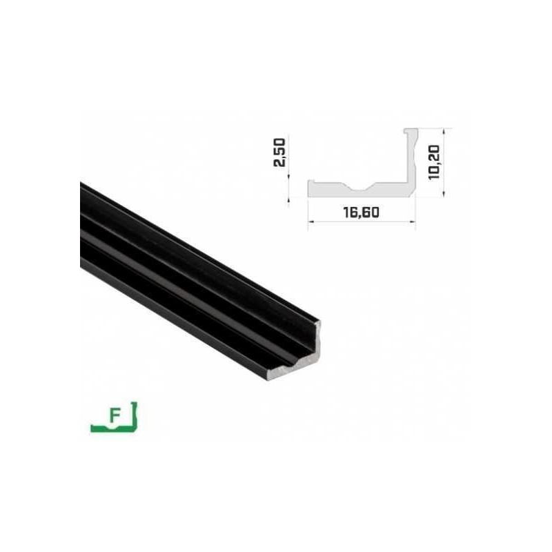 Profil Aluminiowy Napowierzchniowy Lumines Typ F Do Taśm Led - Czarny - 1 Metr