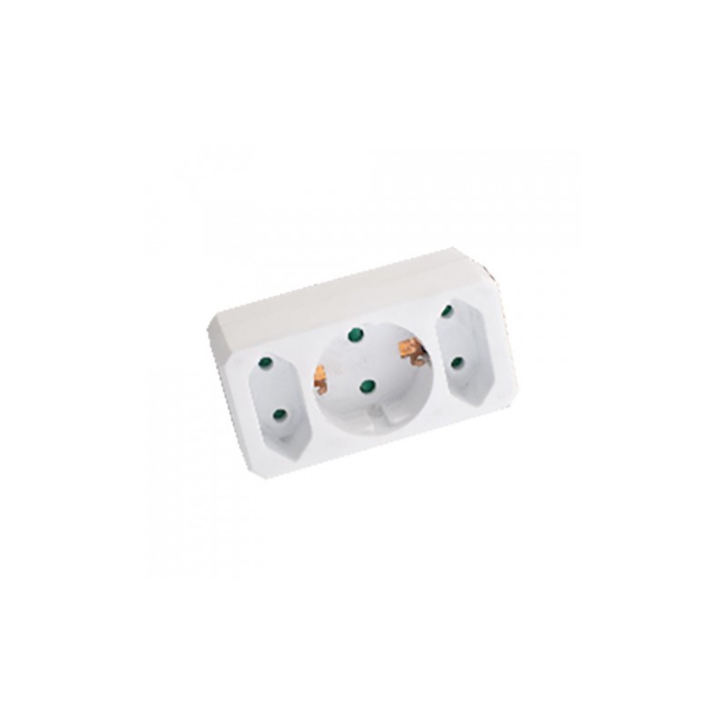 Rozgałęźnik 3X (2+1) 2X Euro 10A 1 X 10/16A 250V V-Tac Biały Vt-1005