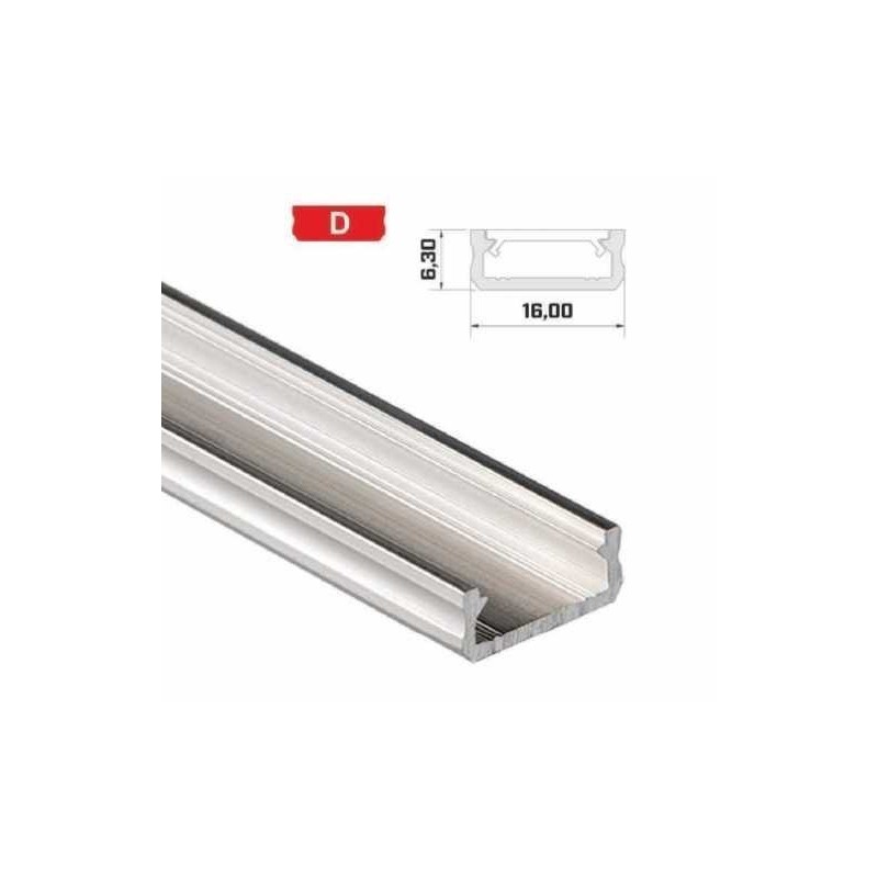 Profil Aluminiowy Napowierzchniowy Do Taśm Led Lumines Typ D - Surowy - 1 Metr